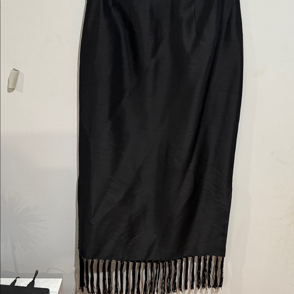 INC International Concepts Black Skirt with Pink and Purple Floral Embroidery - Picture 8 of 9